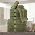 Superior Egyptian Cotton 800 GSM Plush Absorbent, 9 Piece Set, Forest Green | by SUPERIOR