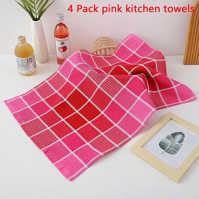 Bright Large Kitchen Towels, 16 Inch x 26 Inch Buffalo Check Dish Towels - Image 2