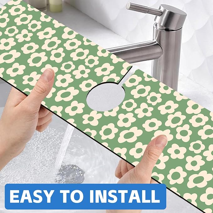 Vintage Groovy Flowers Sink Faucet Absorbing Mat Splash Guard Behind Faucet - Image 6