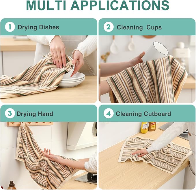 SALAS Kitchen Dish Towels for Drying Dishes, Large Cotton Kitchen Cloths Hand - Image 5