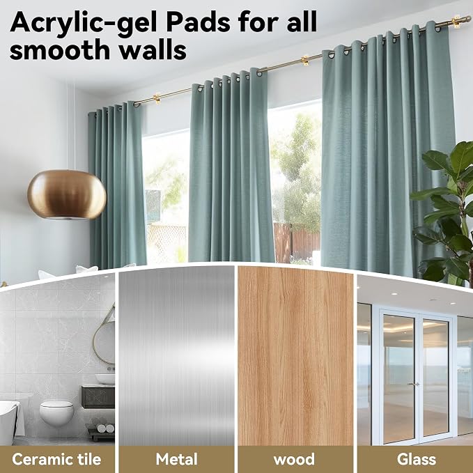 4 Pack No Drill Curtain Rod Brackets, Adhesive Curtain Rod Holders | No Drilling - Image 3