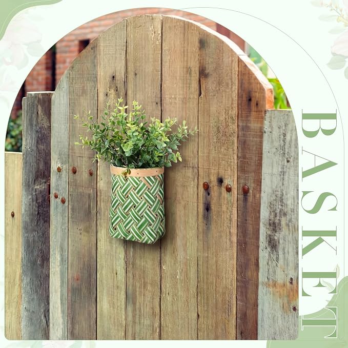 Yinkin 3 Pack 6 Inch Small Wall Hanging Basket Woven Wood Storage Basket - Image 6