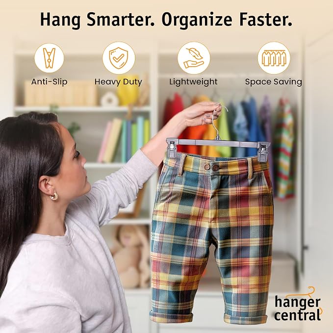 10 Inch 30 Pack Youth Pants Hangers Slim Plastic Clothes Hangers - Image 4