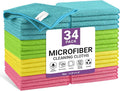 34 Pack Microfiber Cleaning Cloth, 4 Assorted Colors Cleaning Rags by Unknown