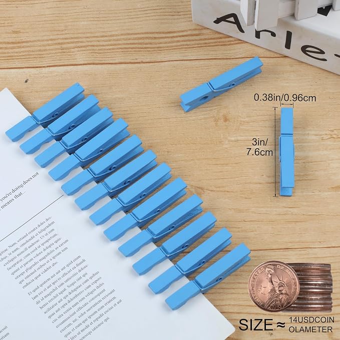 72 Pcs Colorful Wooden Clothes Pins, 2.9 Inch Clothes Pins - Image 3