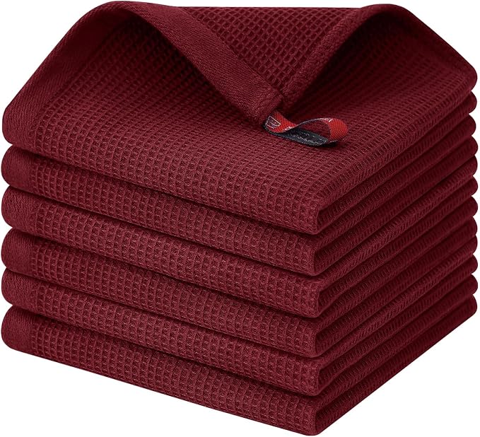 Homaxy 100% Cotton Waffle Weave Dish Cloths, 6 Pack by Homaxy