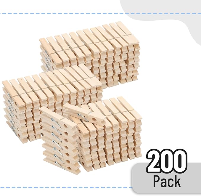 Mr. Pen- Wooden Clothes Pins, 2.9 Inch, 200 Pack, Large Natural Wood Clips - Image 2