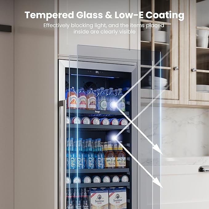 Yeego Beverage Refrigerator 48 inch -2PCS Capacity Beverage Cooler, Upgraded Beverage Refrigerator Freestanding or Built-In, Drink Cooler for Soda, Water, Beer or Wine - For Kitchen, Bar or Office