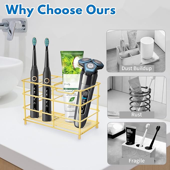 Electric Toothbrush Holders for Bathrooms 304 Stainless Steel Quick Drying | - Image 2