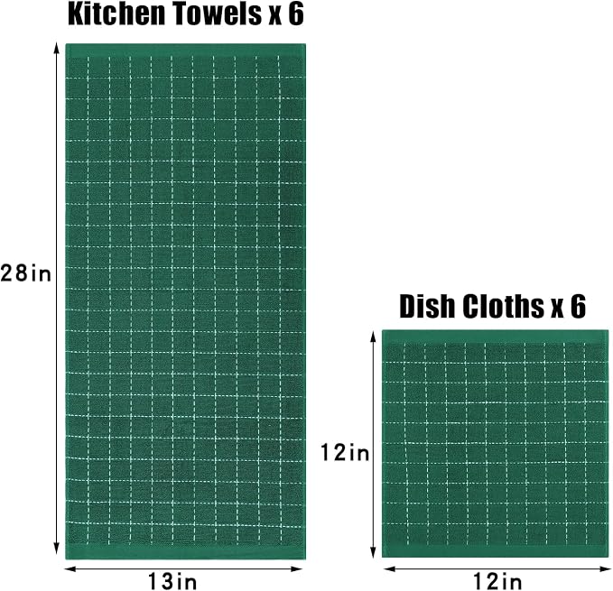 Homaxy Kitchen Towels and Dishcloths Set, Dark Green - Image 4