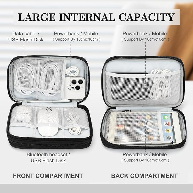 FYY Electronic Organizer, Travel Tech Pouch Bag, Waterproof, Double Layers - Image 3