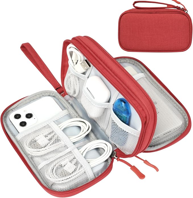 FYY Electronic Organizer, Travel Tech Pouch Bag, Cable Organizer Red | Wrist by FYY