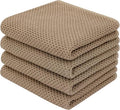 Homaxy 100% Cotton Waffle Weave Kitchen Dish Towels 4-Pack, Tan | 13 x 28 Inches by Homaxy