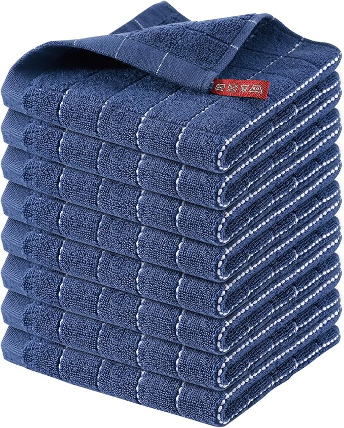 Homaxy 100% Cotton Terry Kitchen Dish Cloths, 8 Pack by Homaxy