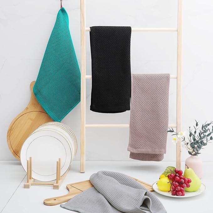 Homaxy 100% Cotton Waffle Weave Kitchen Dish Towels 4-Pack, Ultra Soft - Image 6