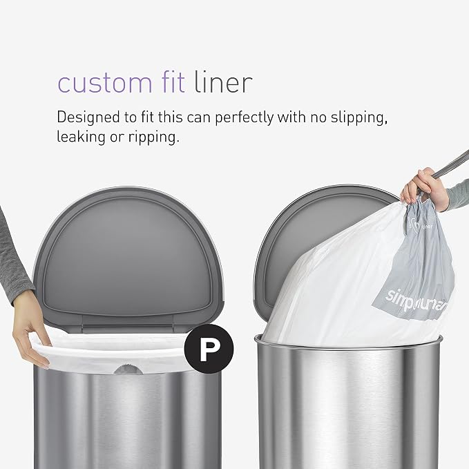 simplehuman Code P 60 Count Custom Fit Liners, Drawstring Kitchen Trash Bags - Image 4