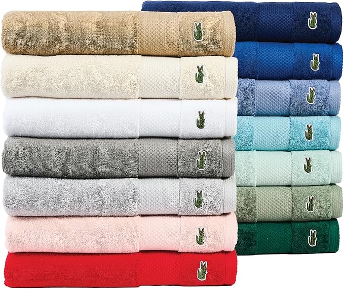 Lacoste Heritage Supima Cotton 6-Piece Towel Set, Micro Chip | Highly Absorbent - Image 6