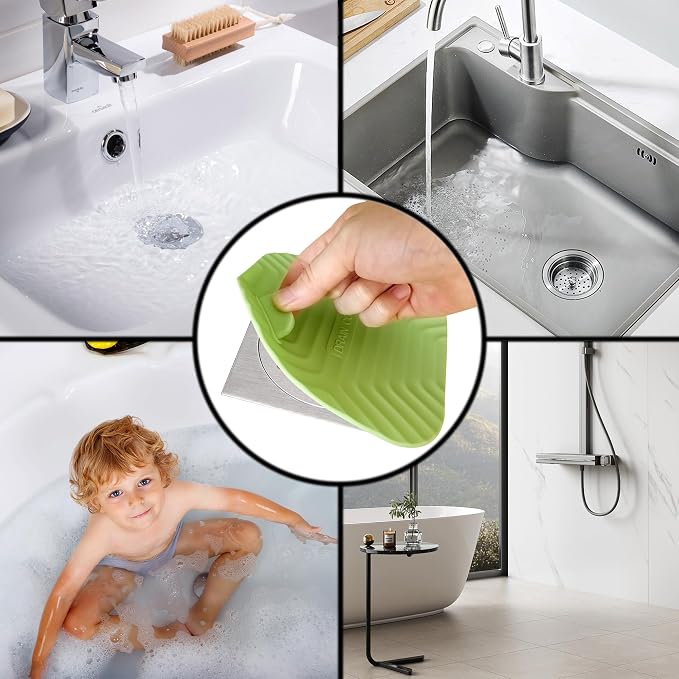 2 Pcs Green Shower Drain Cover Tub Stopper | Sewer Anti-Odor Mat Deodorizing - Image 7