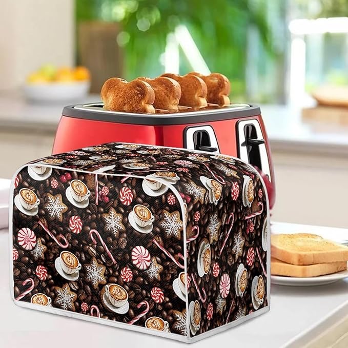 UNICEU Coffee Toaster Cover 2 Slice Coffee Candy Cookies Toaster Dust Cover Stain Resistant Oil Protection Dust Cover for Bread Maker,Washable Kitchen Small Appliance Covers with Top Handle,Size M