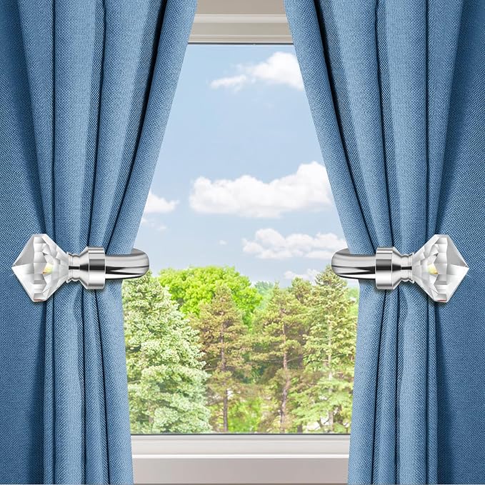 HIKMLK Crystal Curtain Holdbacks 2pcs, Metal Curtain Tieback Pull Back - Image 5
