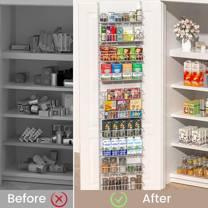 ElegantArray 9-Tier Pantry Door Organizer, Light Gray - Image 5