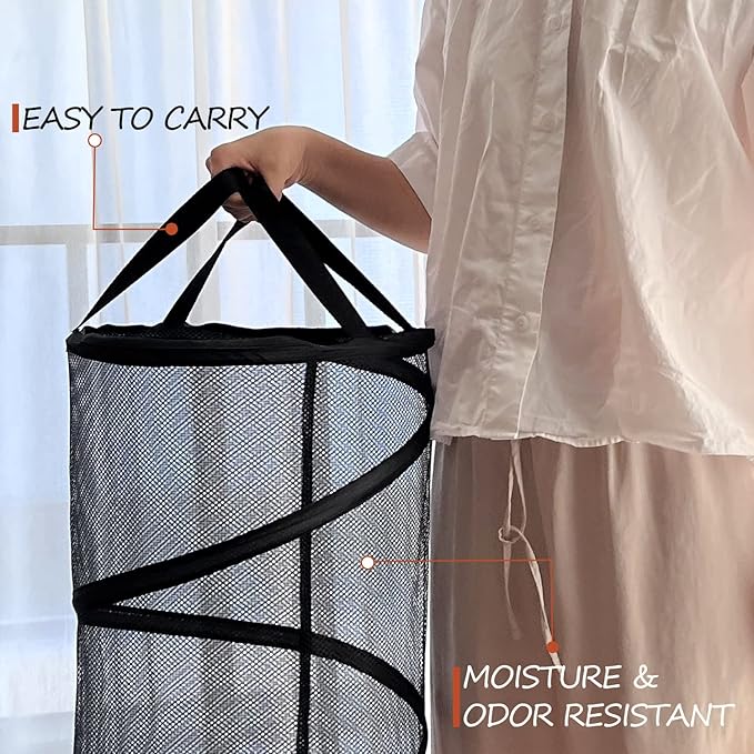 BATTOO Black Large Collapsible Laundry Basket Foldable Mesh Pop Up Hamper - Image 7