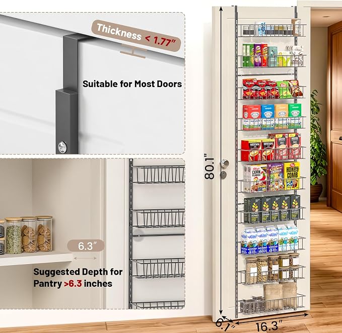 ElegantArray 10-Tier Pantry Door Organizer, Deep Gray - Image 2