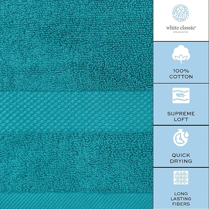 White Classic Luxury Bath Towel Set of 8 Pieces - Image 7