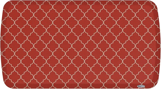GelPro Elite Premier Anti-Fatigue Kitchen Comfort Floor Mat, 20x36", Trellis Red Chile Stain Resistant Surface with therapeutic gel and energy-return foam for health & wellness, Trellis Red Chile