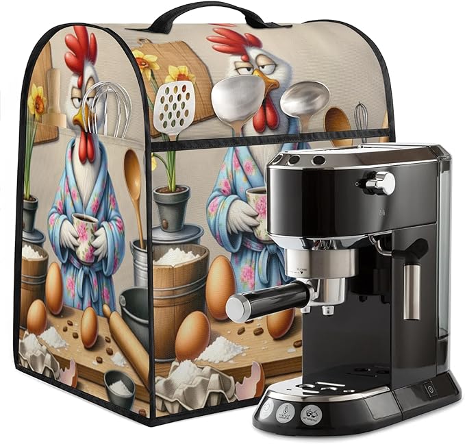 Kitchen Aid Mixer Cover Flower Rooster Funny Stand Mixer Cover Compatible with 6-8 Quarts Stand Mixers, Dust Covers with Zipper Pocket Foldable Washable Kitchen Aid Organizer Bag