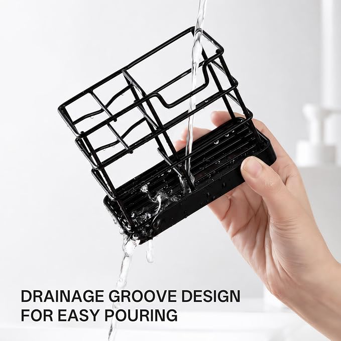 HBlife Toothbrush Holders for Bathrooms Black, Small Stainless Steel Bathroom - Image 4