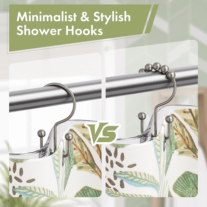 Amazer Shower Curtain Rings, Rust-Resistant Metal Double Shower Hooks - Image 5