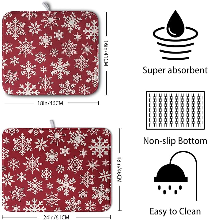 Christmas Snowflakes Dish Drying Mat - Image 2
