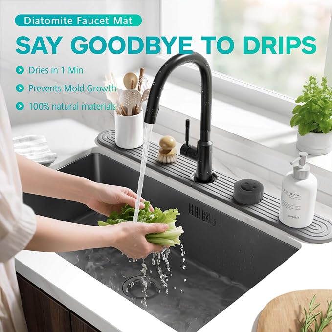 Stone Faucet Mat for Kitchen Sink – Diatomite Fast-Drying Stone Tray, Faucet - Image 5