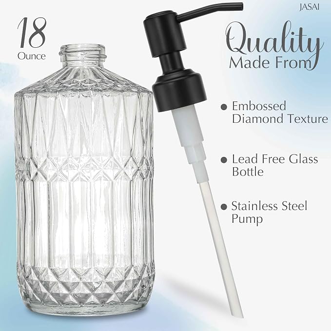 JASAI 18Oz Clear Glass Soap Dispenser - Image 2