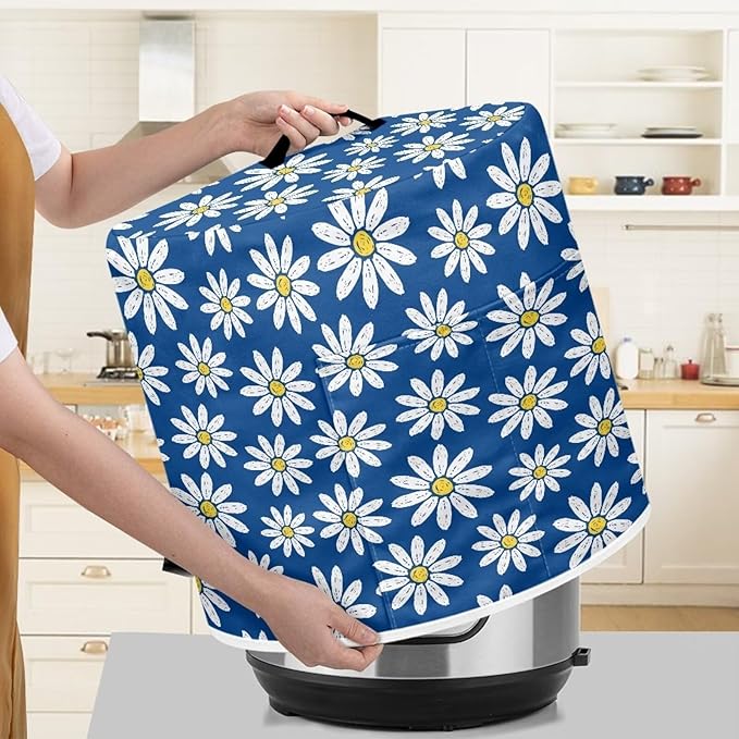 Flashideas Daisy Pressure Cooker Cover for Women Dust Protection Insulated Rice Cooker Cover Water Resistant Dust Cover with Pockets for Instant Pot 6 Quart Vintage Appliance Cover for Kitchen