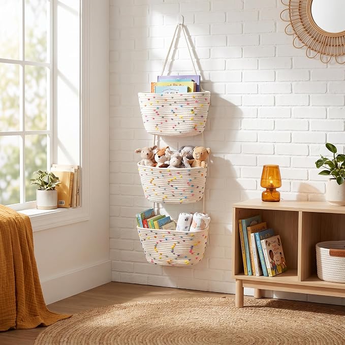 Hanging Basket, Over Door Organizer, 3 -Tier Wall Basket - Image 5