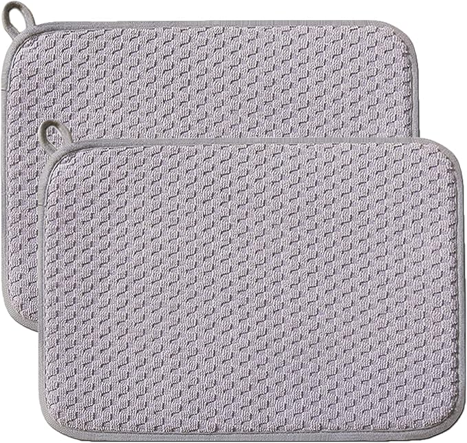 Dish Drying Mats for Kitchen Counter 2 Pack, Dish Drying Pad Absorbent | by QualityGoodsWorldwideLLC