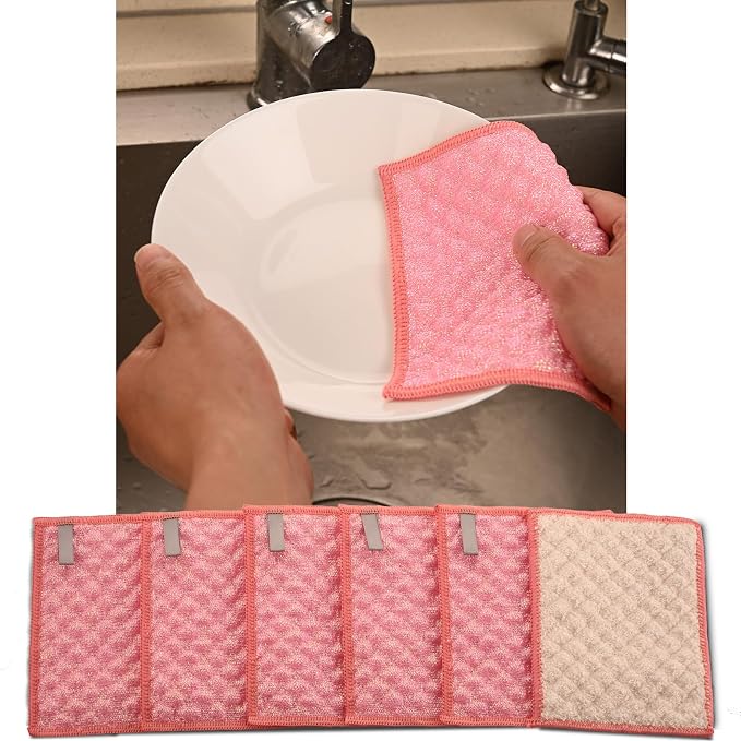Pink Microfiber Scrubbing Pads, Non-Scratch by Unknown