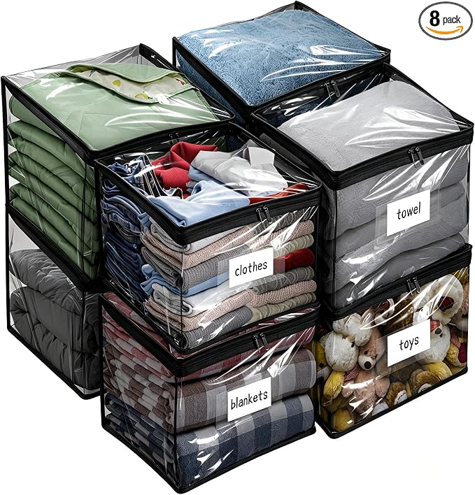 Plastic Storage Bags with Easy-Glide Zipper, Durable Clear Vinyl Zippered by Kikerike