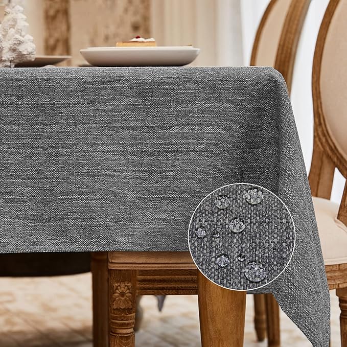 BALCONY & FALCON Small Square Tablecloth Washable Wrinkle Resistant and Water Proof Table Cloth Decorative Linen Tablecloths for Bedside End Table Bedroom Nightstand (Gray, 35x35)