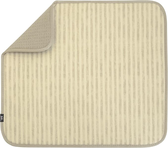 S&T INC. Dish Drying Mat, Distressed Lines | Absorbent Microfiber, Kitchen by STINC