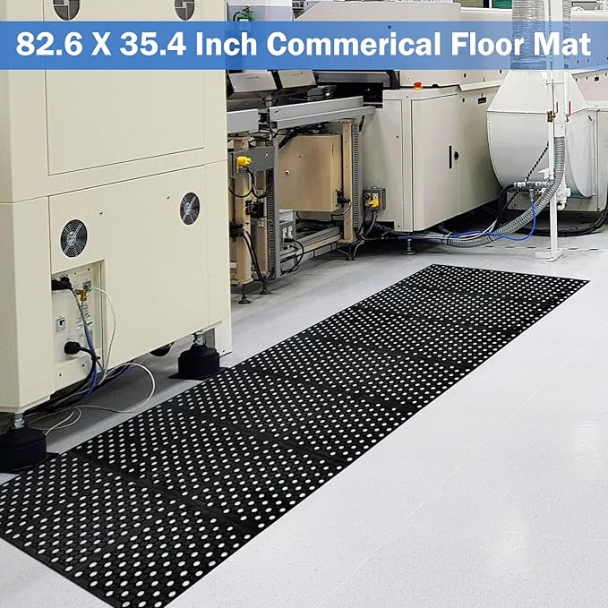 tonchean 82'' x 35'' Commercial Floor Mat, Heavy Duty Kitchen Eubber Mats for Floor, Anti-Fatigue Drainage Mats for Restaurant, Bar, Hotel, Industrial Wet Areas