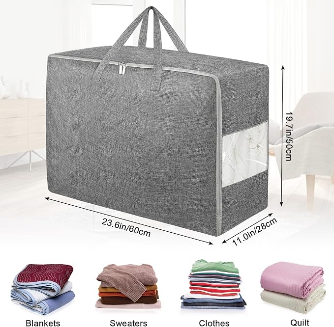 84L Extra Large Storage Bags, Folding Moving Comforter Blanket Storage Bags - Image 2