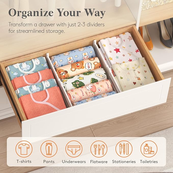 Lifewit 5" Tall Drawer Dividers, Adjustable Deep Drawer Organizer Clothes | - Image 9