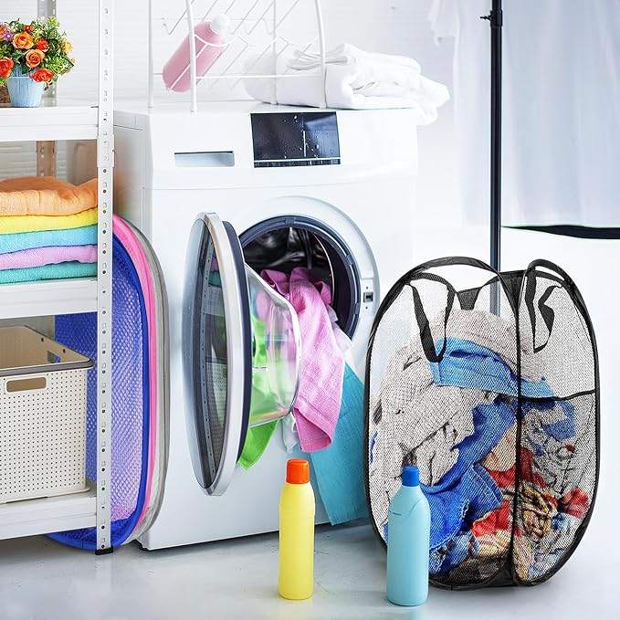Collapsible Pop Up Laundry Hamper, Extra Large Mesh Foldable Laundry Basket Bag - Image 5