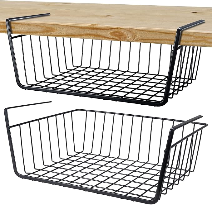 2Pcs Under Shelf Basket Metal Wire Under Cabinet Basket by ELEATTRUN