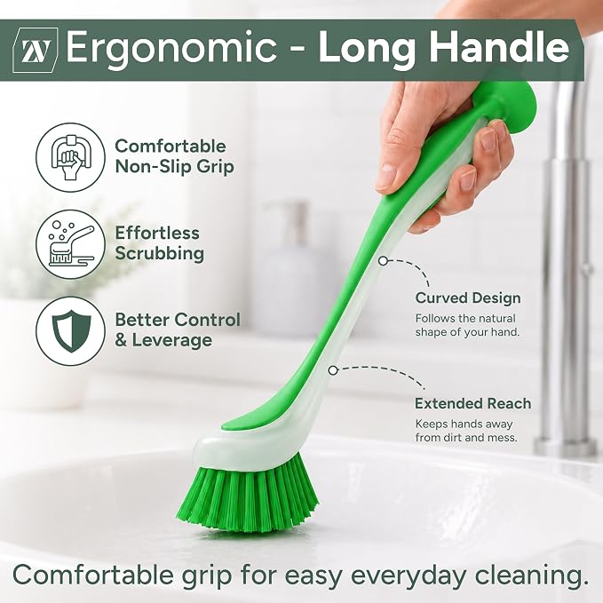 Zuvo Dish Brush Set of 3 with Suction Cup – Dish Scrubber & Cleaning Brush | - Image 3