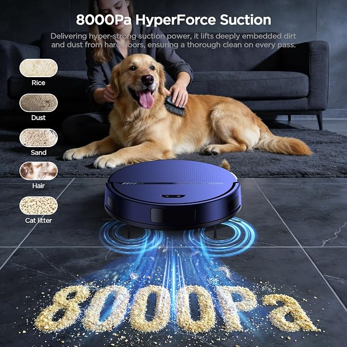 Robot Vacuum and Mop Combo, 8000Pa Strong Suction 2 in 1 Vacuum Robot - Image 4