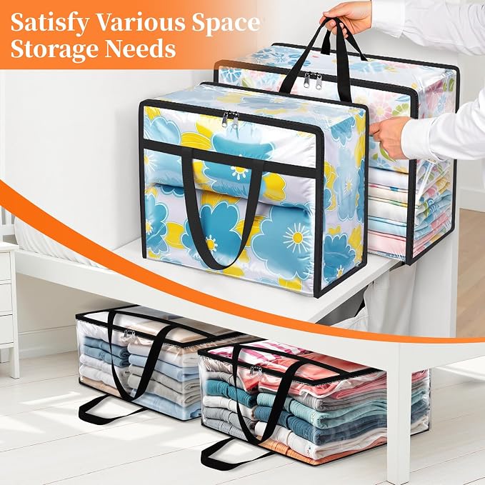 SpaceTrove Clear Storage Bags, foldable waterproof moving bags store comforters - Image 7